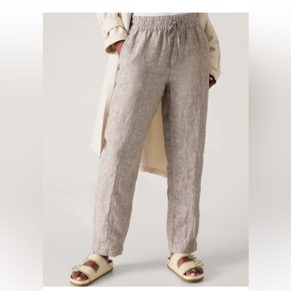 NEW Athleta Retreat Linen Ankle Pant Pyrite Tan Women’s Medium TALL 851027